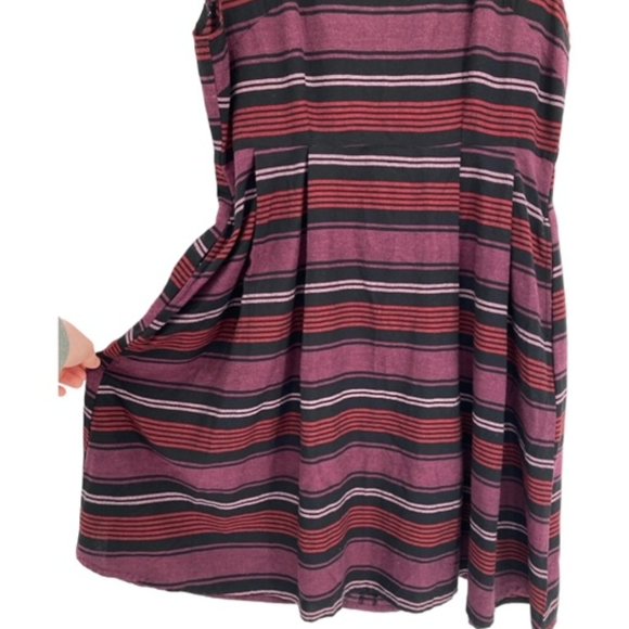 Mata Traders Devonshire Fit & Flare Striped Mini Dress Pockets Sinched Size L. - Picture 4 of 10